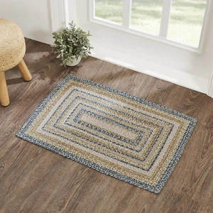 Farmhouse 24"x36" Accent Rug Blue Kaila Textured Jute Pad Floor Decor VHC Brands - Picture 1 of 8