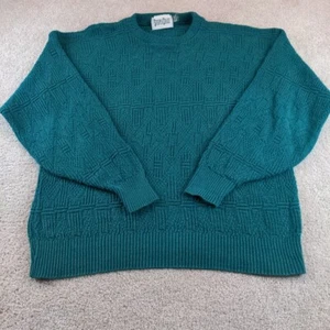 Vintage Steeple Chase Sweater Mens Large Green Hand Framed Geometric Made USA - Picture 1 of 6
