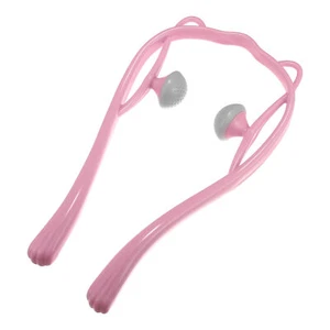 1Pcs Handheld Neck Massager with Two Trigger Points for Neck PP TPR Pink Gray - Picture 1 of 7
