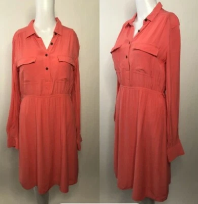 Hermoso Vestido Fossil Manga Larga Túnica Coral Salmón Verano Primavera Otoño Invierno  Foto 1 de 2