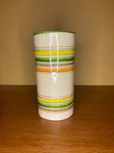 Vintage Rosenthal Netter Bitossi 8 1/2" Vase Green Orange Yellow Stripes - Picture 1 of 5