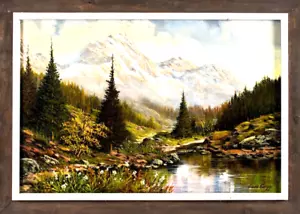 Vintage, Painting, Oil, "Mountain Landscape", Fiora Cozzi, NY, 1922-1992!! - Picture 1 of 13