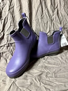 Waterproof Boots Ladies Garden Boots Ankle High Rain Boots - Purple - Cushioned - Picture 1 of 6