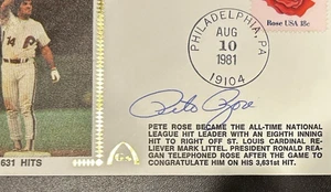Autographed Gateway Envelope by PETE ROSE NL Hit Record 3,631 on 8/10/81 JSA Cer - Picture 1 of 2