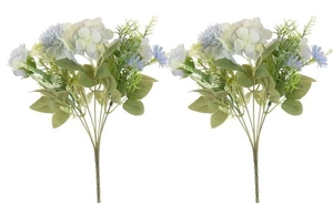 2 x Artificial Blue Mix Flower Bushes - Picture 1 of 2