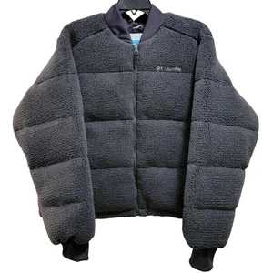 Columbia Women Puffect Novelty Bomber Jacket Size US XL Grey Fleece - Picture 1 of 3