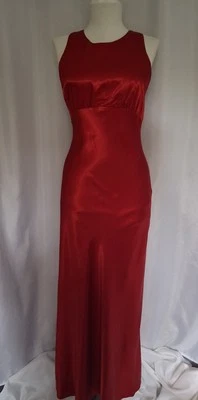 VTG Prom Dress Maxi Gown 7/8 90s Corset Satin Princess Empire Y2K Glam red - Image 1 of 4