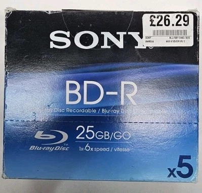 Sony BD-R 25GB (1x - 6x Speed) - Sealed, 5 In Box - Image 1 of 3