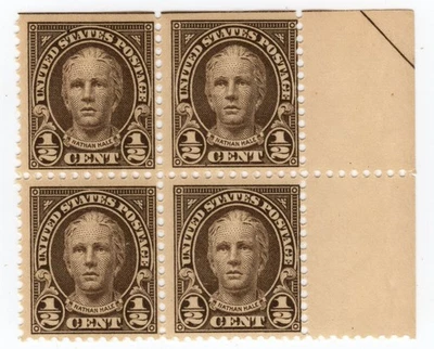 Scott #551 Nathan Hale Block of 4 Stamps - MNH #4 UR corner - Image 1 of 2