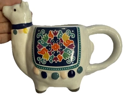 Taza de café con figura Llama de 18 oz de cerámica pintada a mano taza Bev caliente decoración de animales Foto 1 de 4