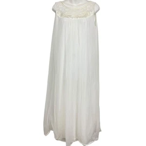 Camisón Sears Vintage Hecho en EE. UU. Blanco Encaje Gasa Prendas para dormir Lencería talla 36/S - Imagen 1 de 16