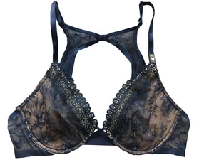 Victoria's Secret sehr sexy Plunge-BH mit Bügel ungefüttert Spitze blau 34DDD - Bild 1 von 4