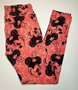 Leggings LuLaRoe OS MINNIE MOUSE rosa corallo Disney World taglia unica 2-10 vintage - Foto 1 di 6