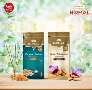 2 X NIRMAL KESAR SANDAL & KAPOOR LOBAN COMBO PACK INCENSE STICKS 150gX 2 PACK - Picture 1 of 8