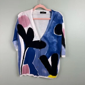 Cividini Women's Sweater Large 100% Cotton Vintage Abstract Painted Art Spring - Picture 1 of 10