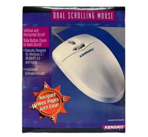 Kensiko Dual Scrolling Mouse Gray Mechanical Ball Mouse PS/2 Vintage NOS - Picture 1 of 6