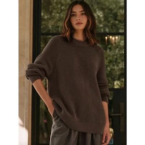 Jenni Kayne Oversized Fischerpullover Baumwolle dunkeloliv Damen M - Bild 1 von 8