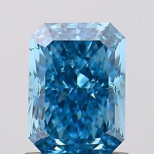Fancy Vivid Blue Radiant 1.04 Cts VS2 Lab Grown CVD Diamond With Free Shipping - Picture 1 of 10