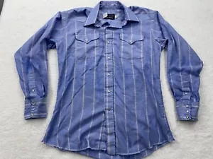 Panhandle Slim Men's Western Shirt 16/34 Blue Stripe Long Sleeve Pearl Snap USA - Picture 1 of 11