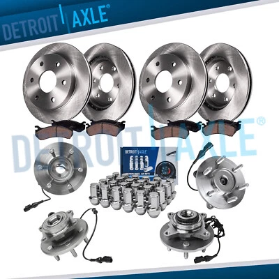 Front Rear Rotor & Brake Pad Wheel Hub w/24pc Lugnut for 2003-06 Ford Expedition — 第 1/4 张图片