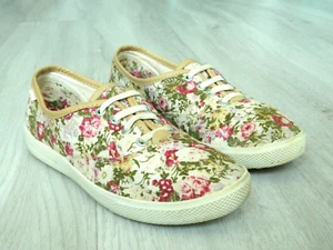 Hotter Mabel Ladies Comfort Laced Pumps Beige Floral Size 4 / 37 - Picture 1 of 8
