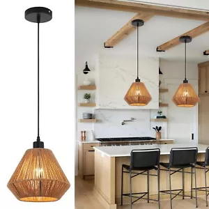 Boho Chandelier Rattan Ceiling Pendant Light for Kitchen Living Dining Room - Picture 1 of 8