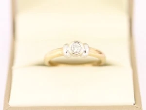 Anello solitario con diamanti oro 9 ct donna misura O 375 3,1 g Ch9 - Foto 1 di 4