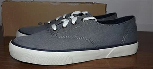 SPERRY TOP SIDER PIER EDGE WASHED GRAY CANVAS COMFY INSOLE SHOES WOMEN SIZE 7.5 - Picture 1 of 9
