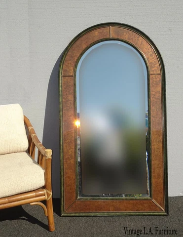 Large 54"H Vintage Eglomise Wall Mantle Arched Mirror by Theodore Alexander Cover