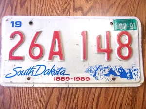 1991 SOUTH DAKOTA NUMMERNSCHILD 1991 SD TAG MT RUSHMORE MEMORIAL 1889-1989 - Bild 1 von 3