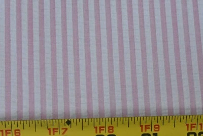 30" Long, Vintage, Pink & White Striped Light-Weight Cotton Seersucker, P5910 - Image 1 of 4