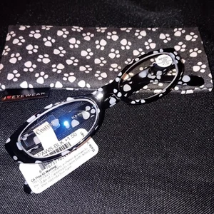 I Heart Eyewear Women's Reader Glasses ECR-PAWS-BLK +150 New With Matching Case - Picture 1 of 3