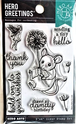 Make a Wish Mouse Fairy 3x4" Saludos Poli Transparente Set de Sellos Hero Arts CL125 ¡NUEVO! Foto 1 de 3