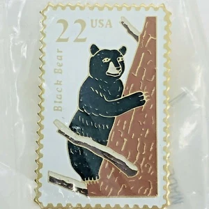 Black Bear USA Stamp Pin 22 Cent Enamel Mammal Animal Post Office Pinback USPS - Picture 1 of 5
