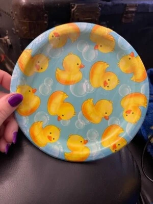 DUCK Bubble Bath Baby Shower Paper Dessert Plates 8ct. Birthday Party 6-7/8" New - Image 1 of 2