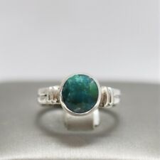 Marbled Malachite Silver Band Design Ring