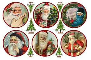Rice Paper for Decoupage Scrapbook and Craft Christmas Santa Claus Vintage 6338* - Picture 1 of 1