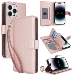 Handy Hülle Kartenfach für iPhone 15 14 13 12 Pro Max Schutz Klapphülle Tasche - Bild 1 von 92