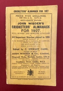1927 WISDEN - SOFTBACK - ORIGINAL WRAPPERS - VERY GOOD PLUS - Picture 1 of 4
