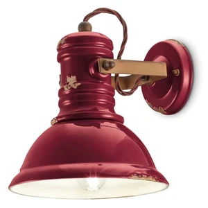 Wandlampe Keramik Metall E27 verstellbar Rot Shabby Vintage Wand Leuchte Spot - Bild 1 von 1