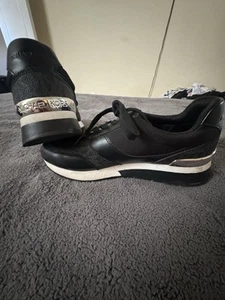 Michael Kors Black & Silver Wedge Andi Trainer Sneakers Size 7 - Picture 1 of 9