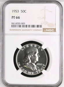 1953 PP Franklin Half Dollar NGC bewertet PF66! Sehr saubere Münze. 90% Silber! - Bild 1 von 3