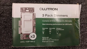 Lutron LECL-153P-WH-3 Lumea LED+ Dimmer Switch - White (3-Pack), OBN, X2 - Picture 1 of 3