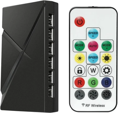 Vetroo ARGB and PWM Fan Controller 6 Port Case Hub With Wireless Remote Control - Image 1 of 2