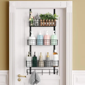 Over the Door Pantry Organizer 3 Tier Hanging Basket Back Storage Black - Picture 1 of 7
