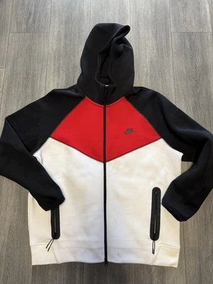 Nike Men's Tech Fleece Windrunner Full-Zip Hoodie XL White/Red/Black FZ4709-100 - Image 1 of 4