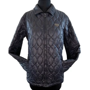 Armani Junior Navy Blue Quilted Puffer Elbow Patch Full Zip Jacket Kid 16 175cm  - Picture 1 of 8