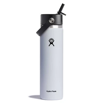 Botella de pajita Hydro Flask 24 oz boca ancha flexible - blanca Foto 1 de 4