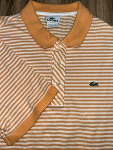 Polo de manga corta para hombre Lacoste, golf preppy talla 6, naranja blanco a rayas, verano - Imagen 1 de 9