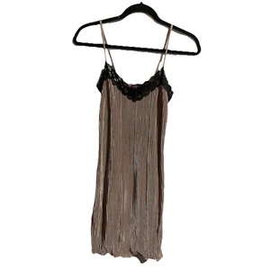 Abito donna vintage Y2K anni 90 grunge gotico poof slip taglia S beige stropicciato USA - Foto 1 di 9